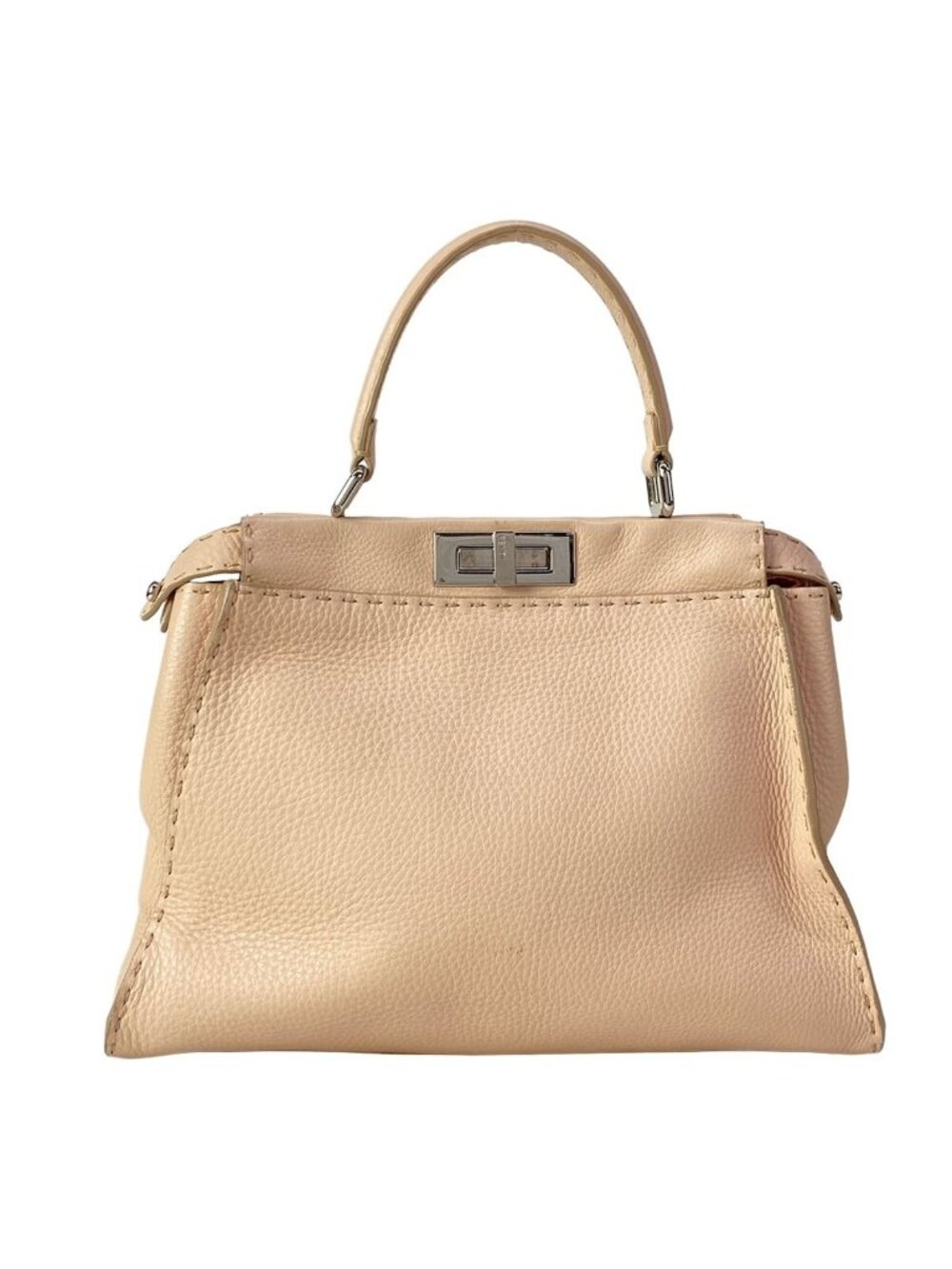 Fendi Handbag Peekaboo Iconic Medium Selleria Beige Leather